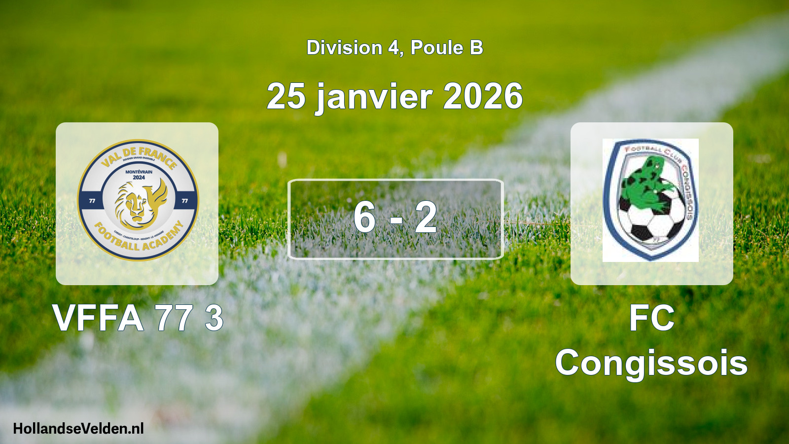 Match joué: VFFA 77 3 - FC Congissois 6 - 2 (25 janvier 2026)