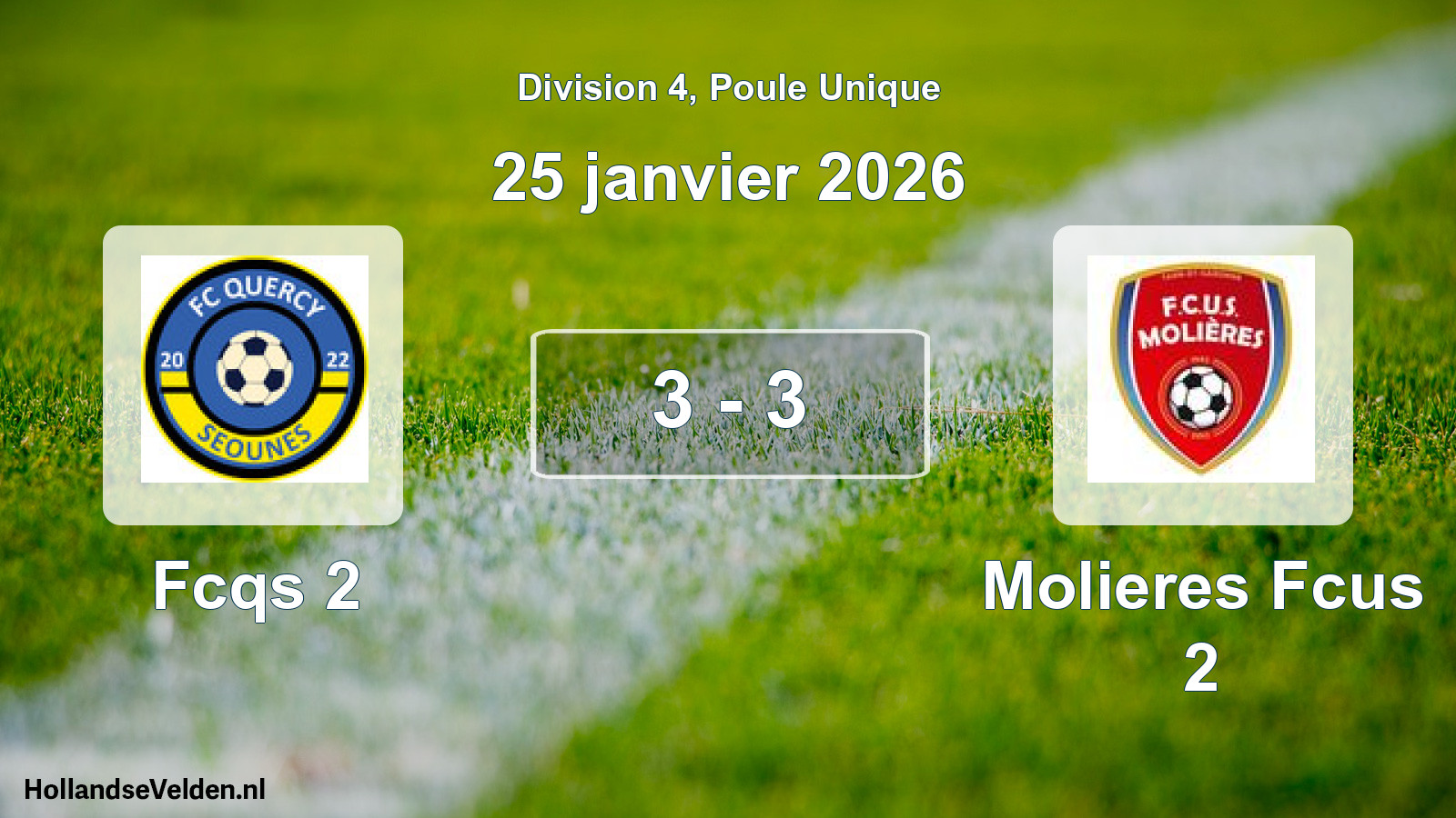 Match joué: Fcqs 2 - Molieres Fcus 2 3 - 3 (25 janvier 2026)