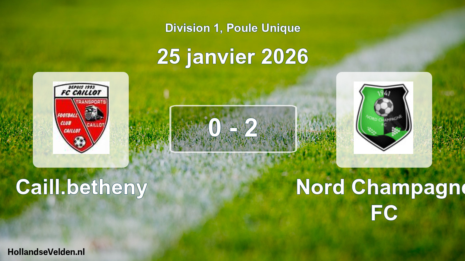 Match joué: Caill.betheny - Nord Champagne FC 0 - 2 (25 janvier 2026)