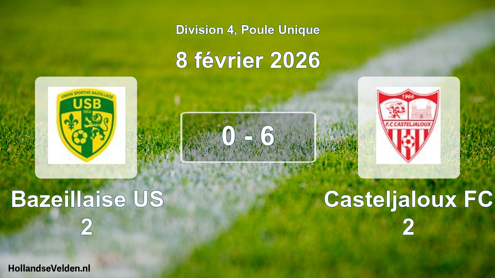 Total number of matches played: Bazeillaise US 2 - Casteljaloux FC 2 0 - 6 (8 February 2026)