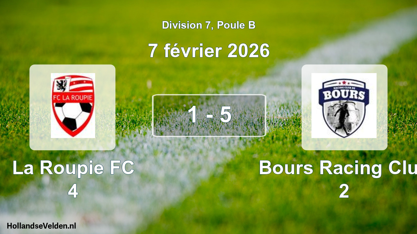Match joué: La Roupie FC 4 - Bours Racing Club 2 1 - 5 (7 février 2026)