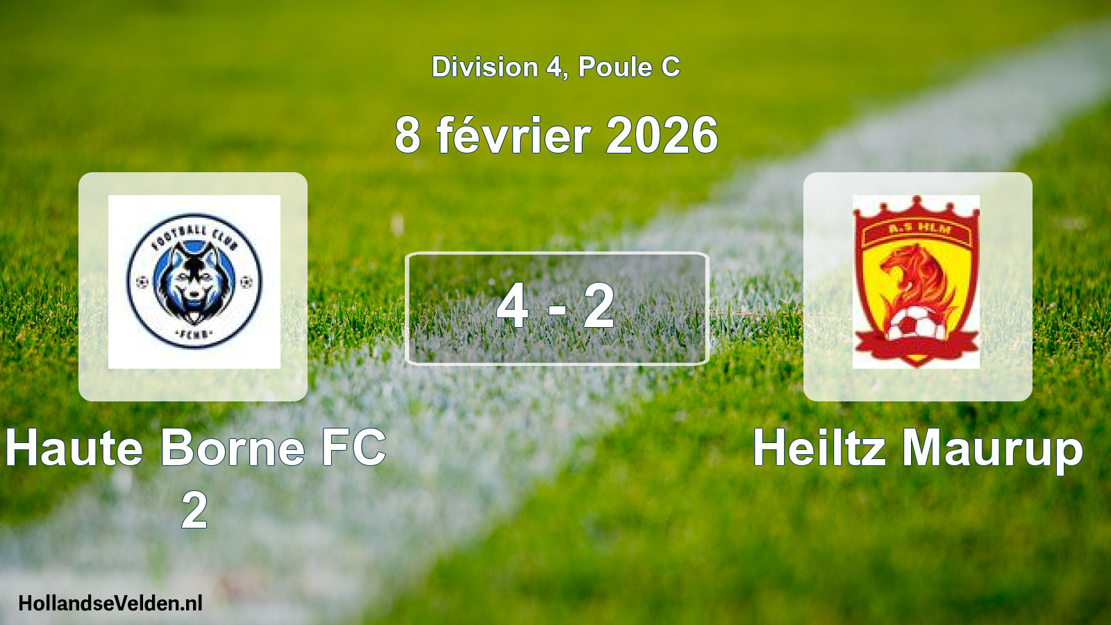 Match joué: Haute Borne FC 2 - Heiltz Maurup 4 - 2 (8 février 2026)