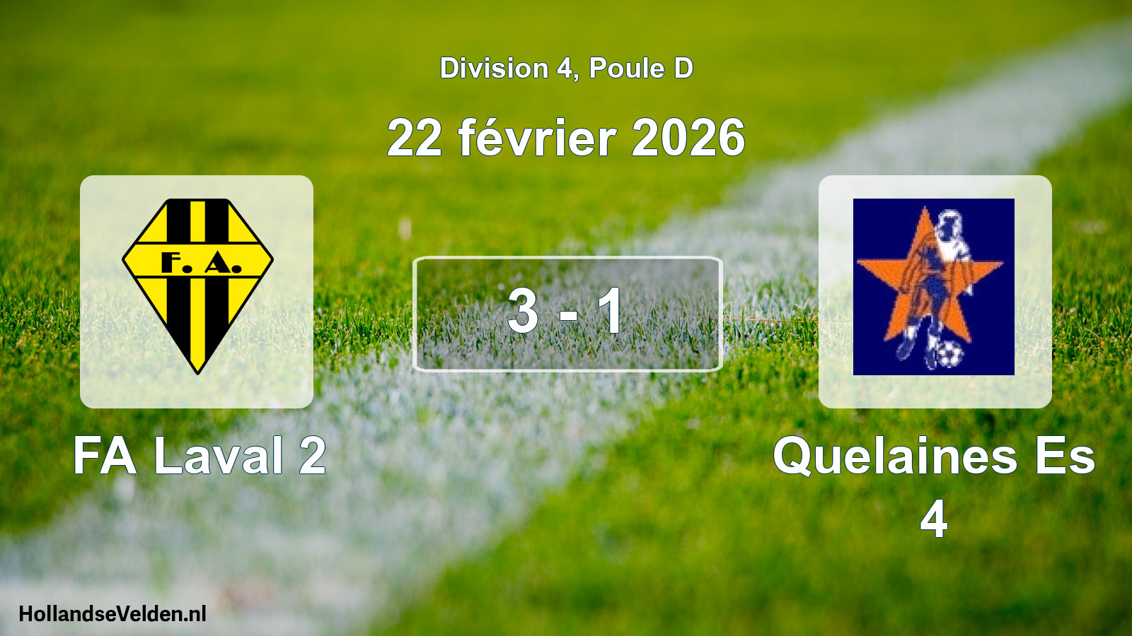 Match joué: FA Laval 2 - Quelaines Es 4 3 - 1 (22 février 2026)