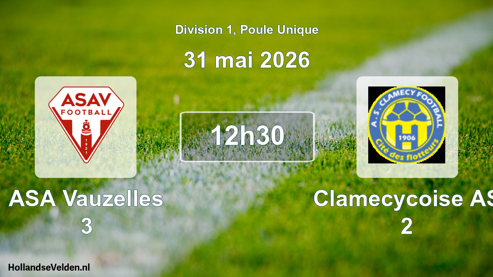 Geplande wedstrijd: ASA Vauzelles 3 - Clamecycoise AS 2 (31 mei 2026)