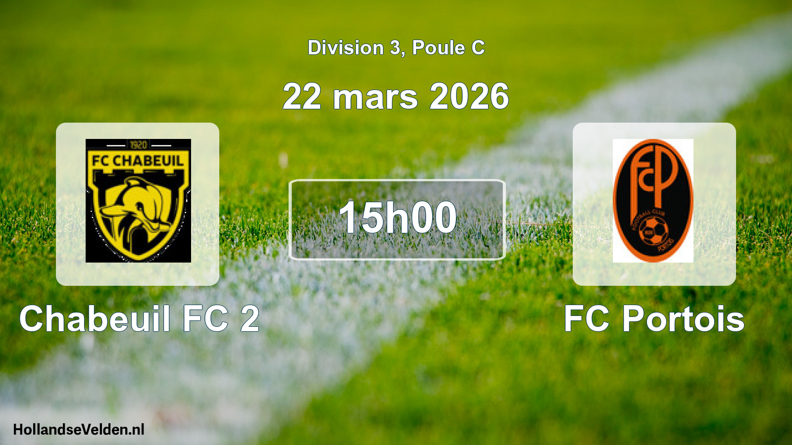 Match programmé: Chabeuil FC 2 - FC Portois (22 mars 2026)