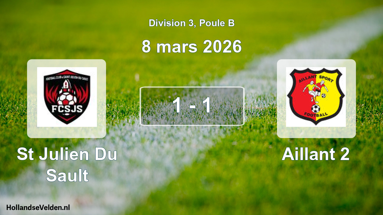 Match joué: St Julien Du Sault - Aillant 2 1 - 1 (8 mars 2026)