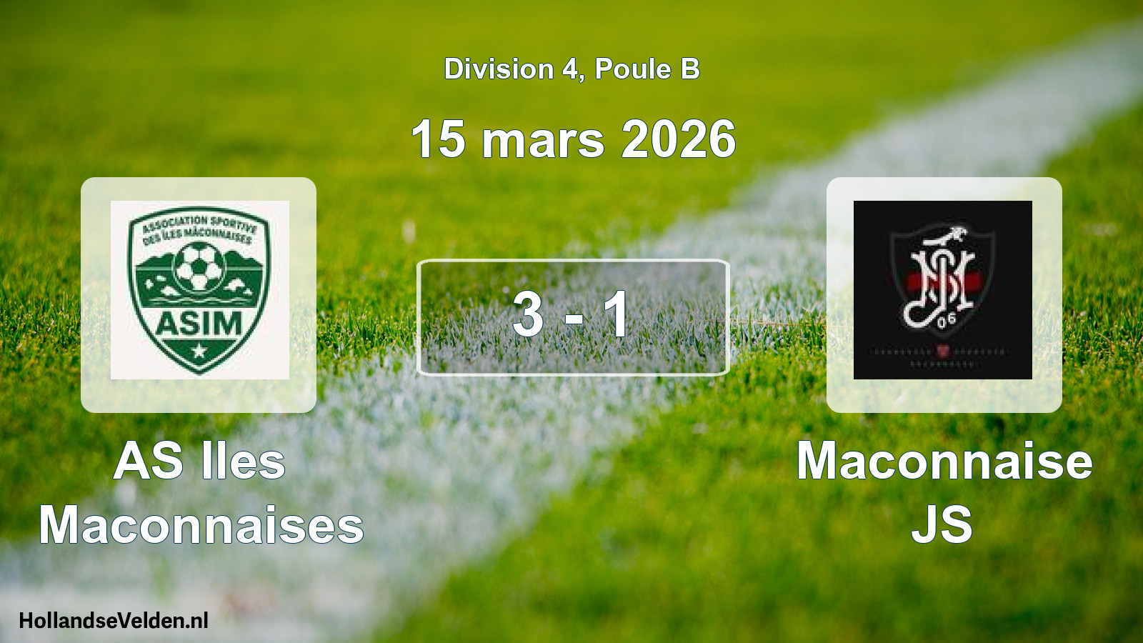 Gespeelde wedstrijd: AS Iles Maconnaises - Maconnaise JS 3 - 1 (15 maart 2026)