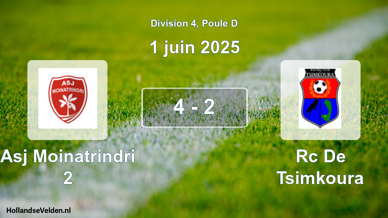 Total number of matches played: Asj Moinatrindri 2 - Rc De Tsimkoura 4 - 2 (1 June 2025)