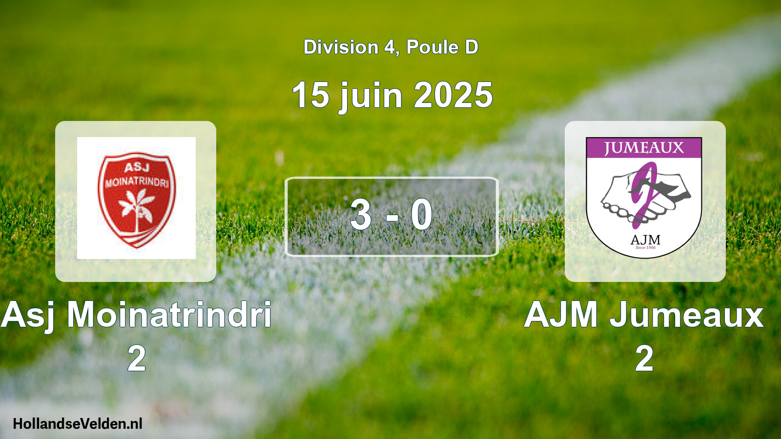 Match joué: Asj Moinatrindri 2 - AJM Jumeaux 2 3 - 0 (15 juin 2025)