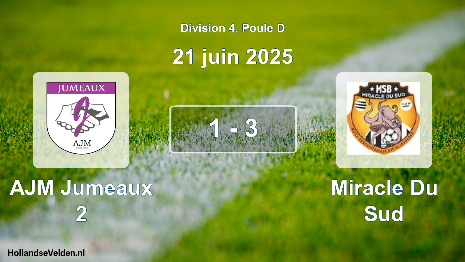 Match joué: AJM Jumeaux 2 - Miracle Du Sud 1 - 3 (21 juin 2025)