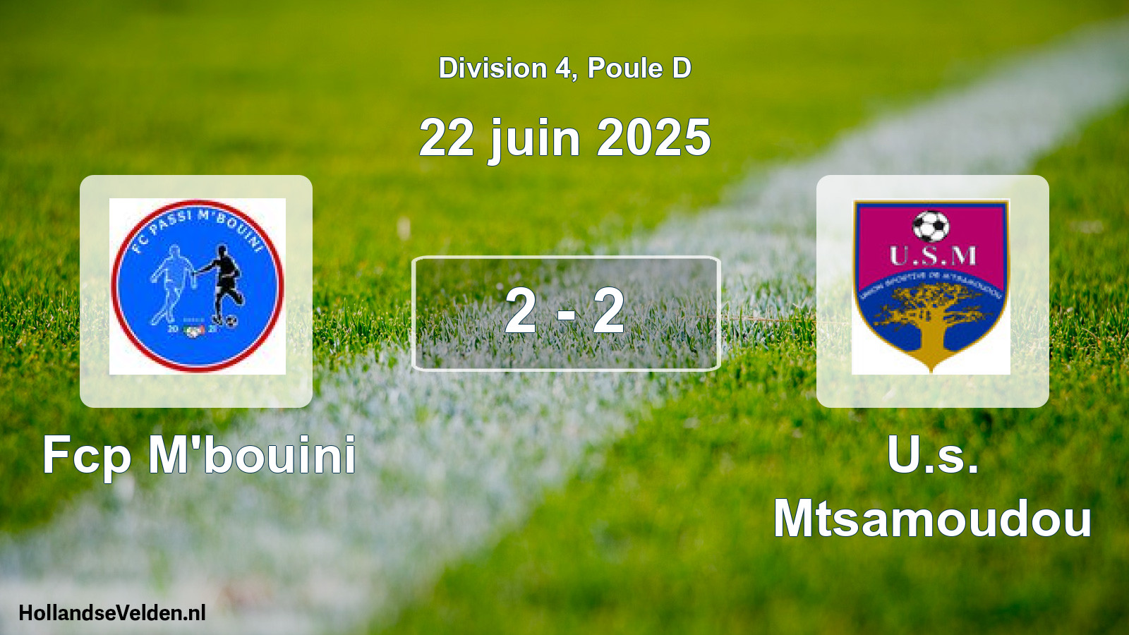 Match joué: Fcp M'bouini - U.s. Mtsamoudou 2 - 2 (22 juin 2025)