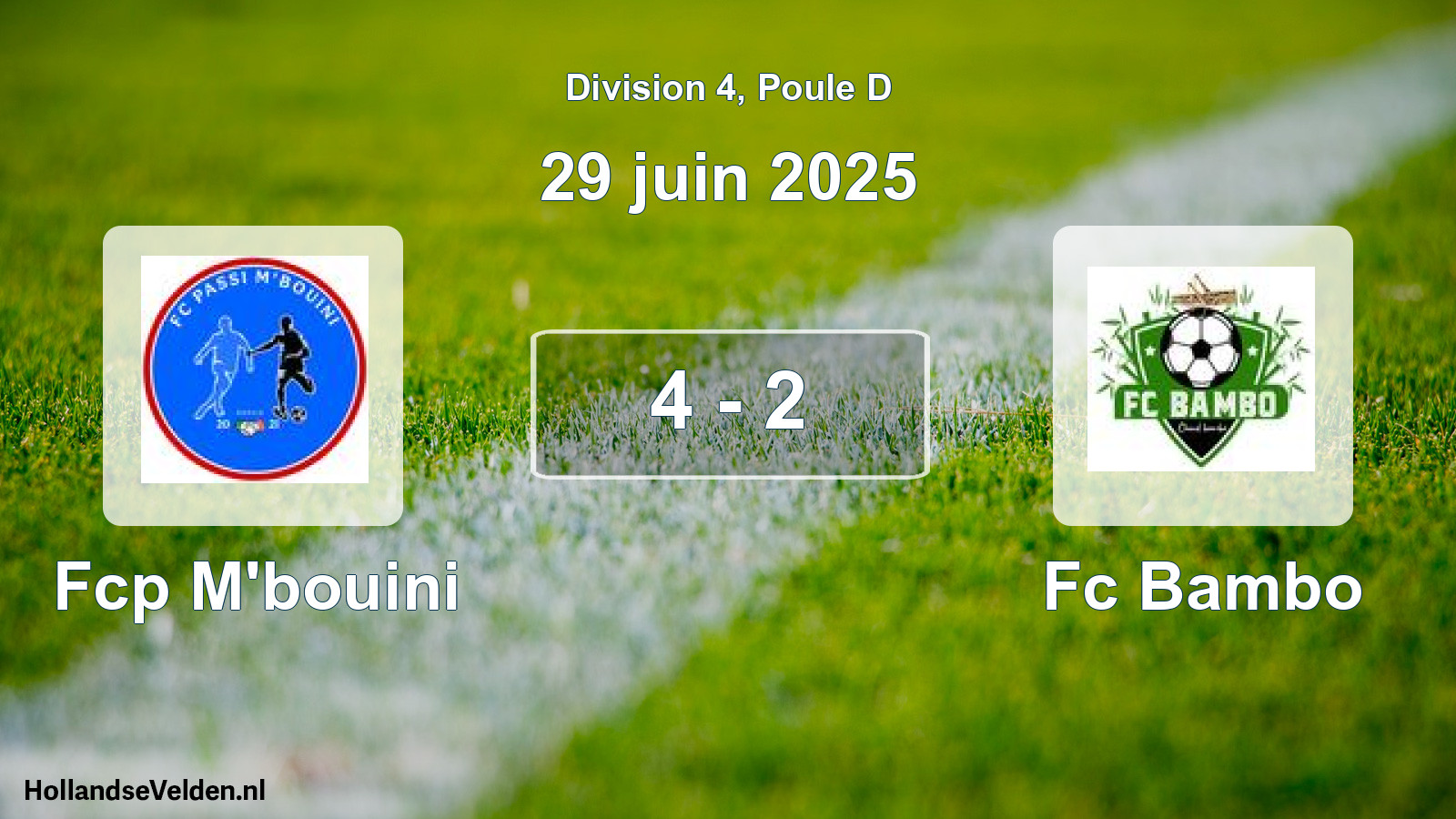 Total number of matches played: Fcp M'bouini - Fc Bambo 4 - 2 (29 June 2025)