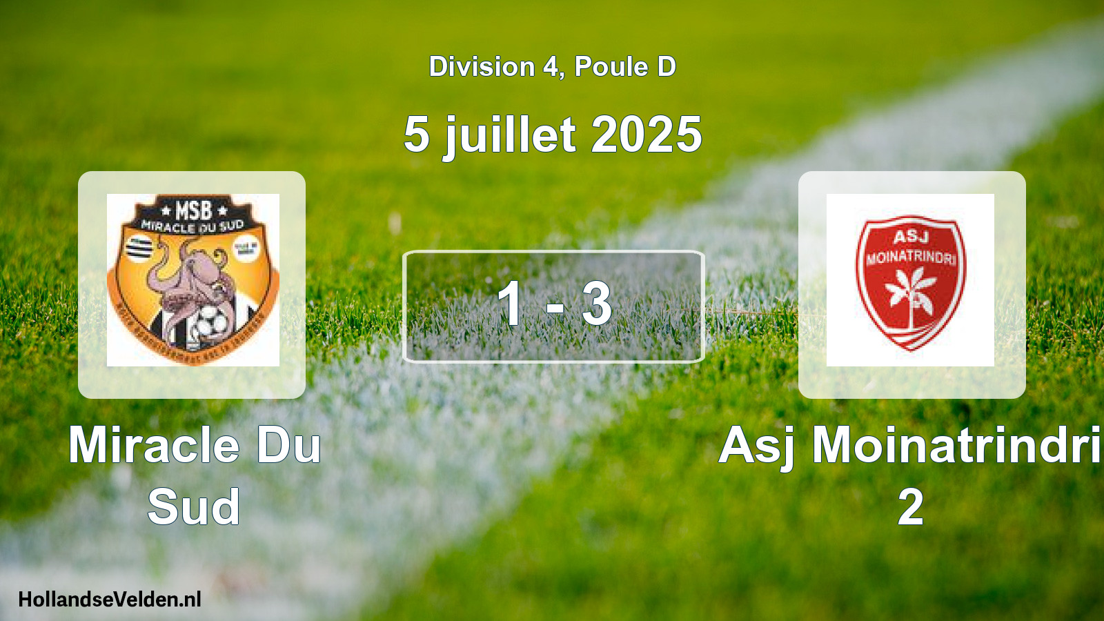 Total number of matches played: Miracle Du Sud - Asj Moinatrindri 2 1 - 3 (5 July 2025)