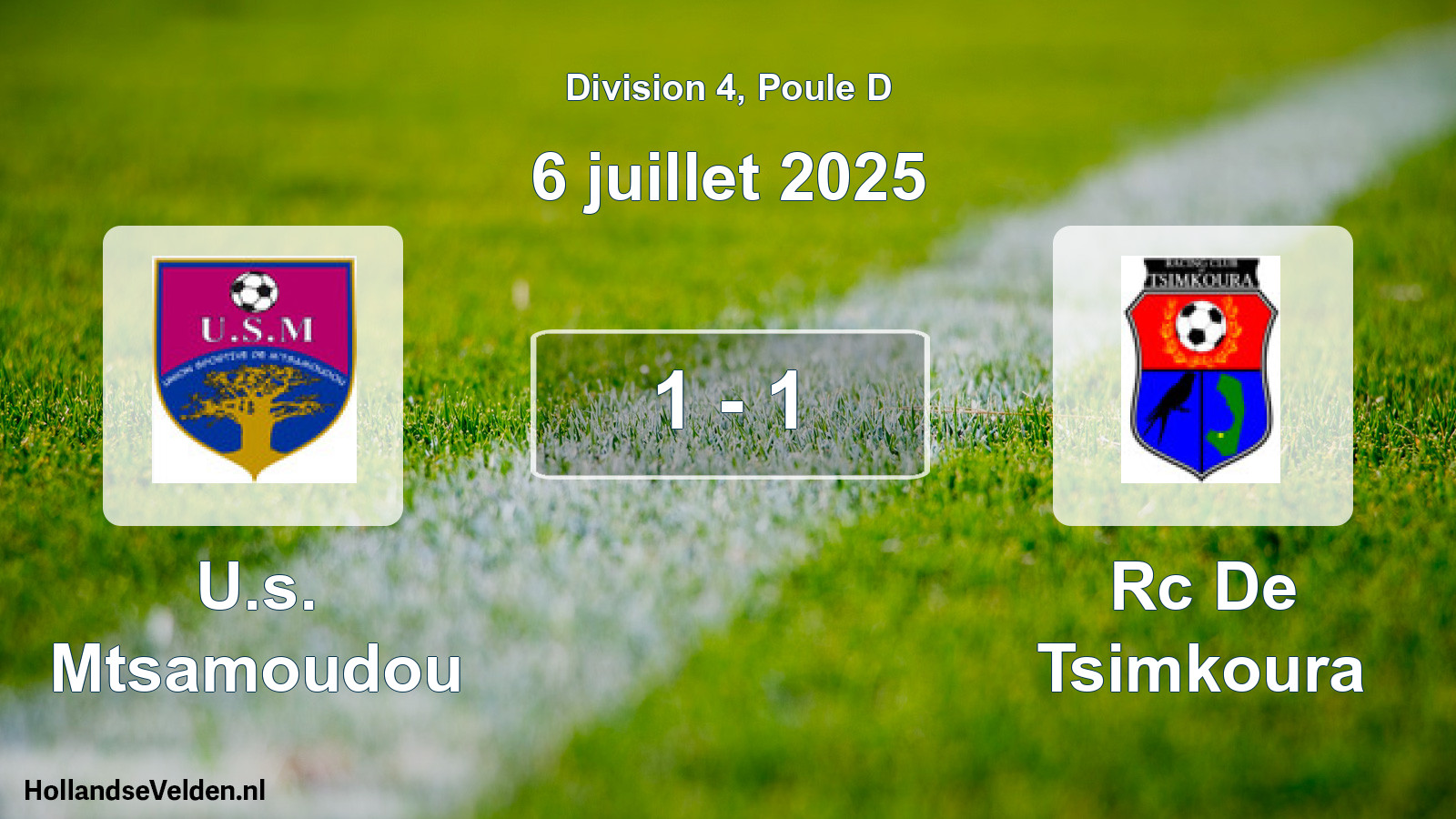 Match joué: U.s. Mtsamoudou - Rc De Tsimkoura 1 - 1 (6 juillet 2025)
