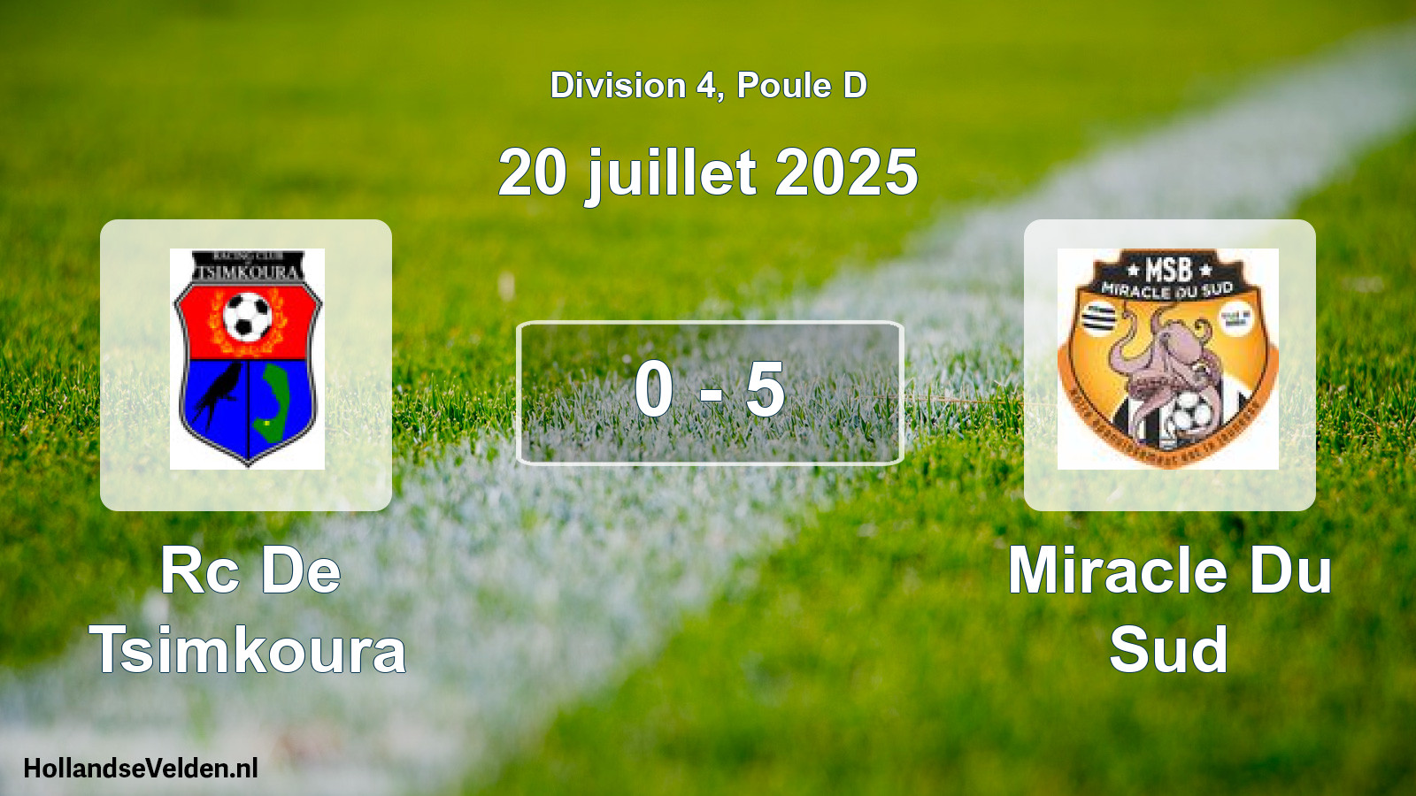 Total number of matches played: Rc De Tsimkoura - Miracle Du Sud 0 - 5 (20 July 2025)