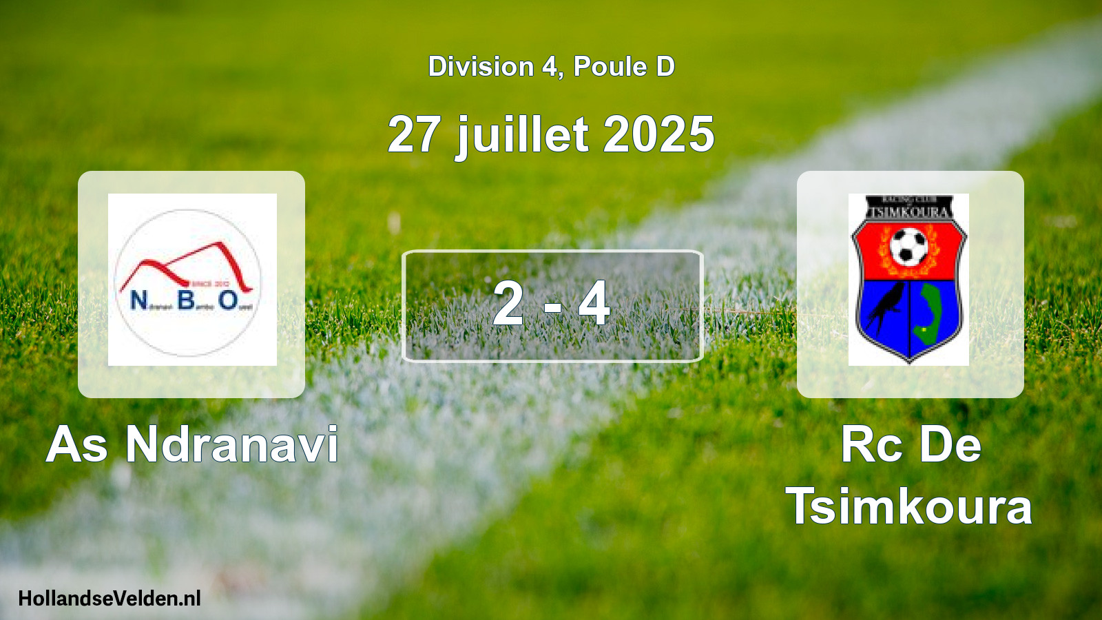 Total number of matches played: As Ndranavi - Rc De Tsimkoura 2 - 4 (27 July 2025)