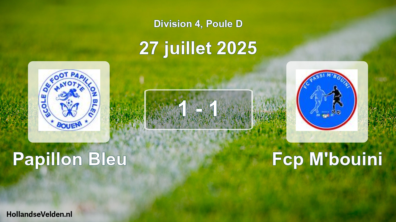 Total number of matches played: Papillon Bleu - Fcp M'bouini 1 - 1 (27 July 2025)