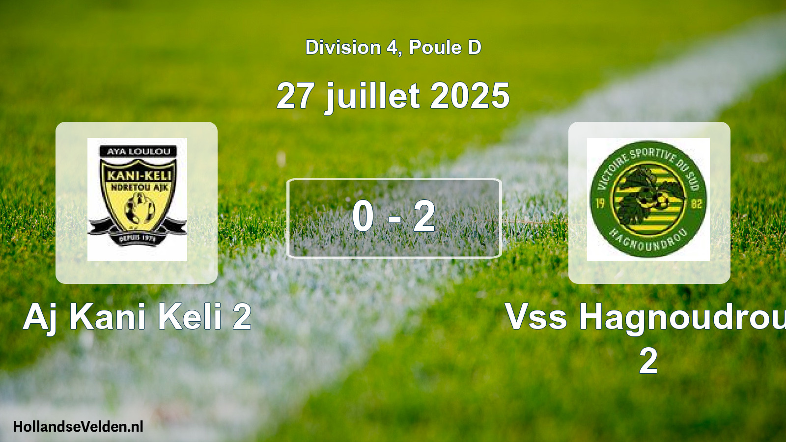 Total number of matches played: Aj Kani Keli 2 - Vss Hagnoudrou 2 0 - 2 (27 July 2025)