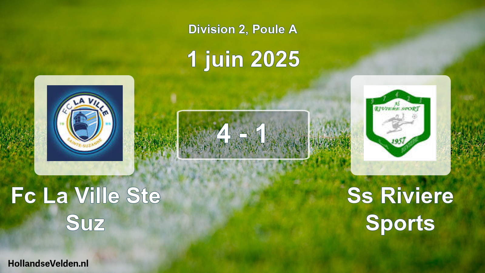 Gespeelde wedstrijd: Fc La Ville Ste Suz - Ss Riviere Sports 4 - 1 (1 juni 2025)