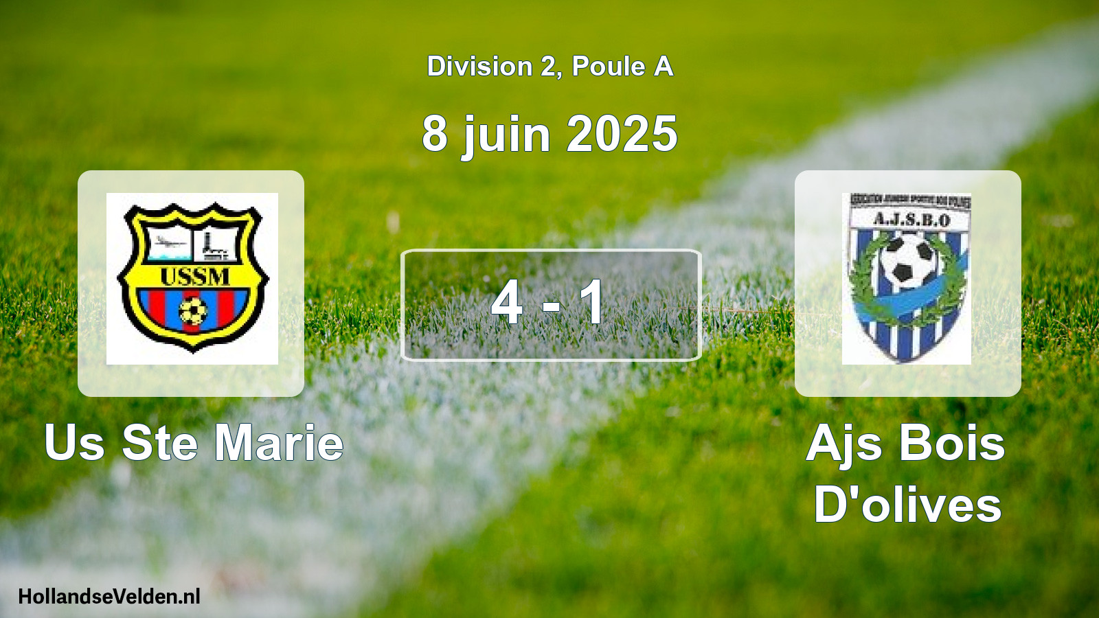 Match joué: Us Ste Marie - Ajs Bois D'olives 4 - 1 (8 juin 2025)