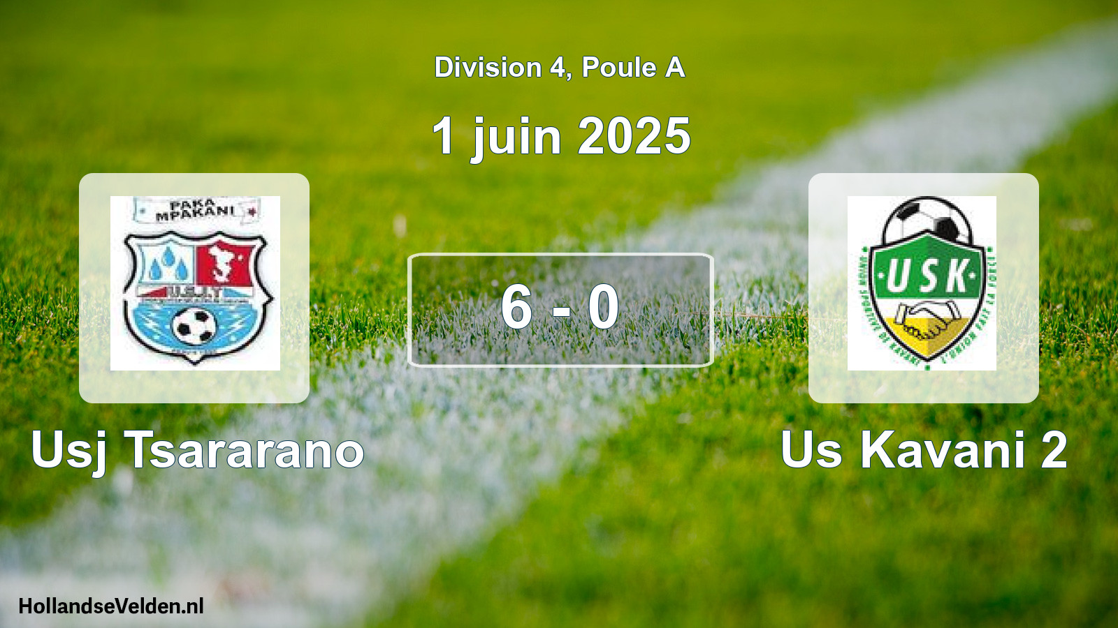 Match joué: Usj Tsararano - Us Kavani 2 6 - 0 (1 juin 2025)