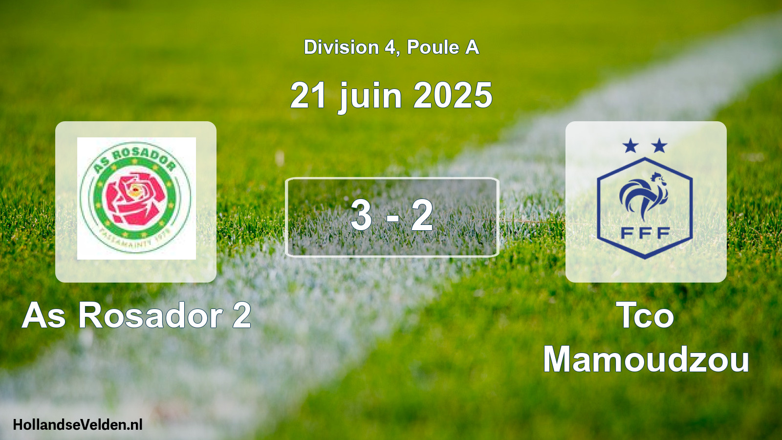 Gespeelde wedstrijd: As Rosador 2 - Tco Mamoudzou 3 - 2 (21 juni 2025)