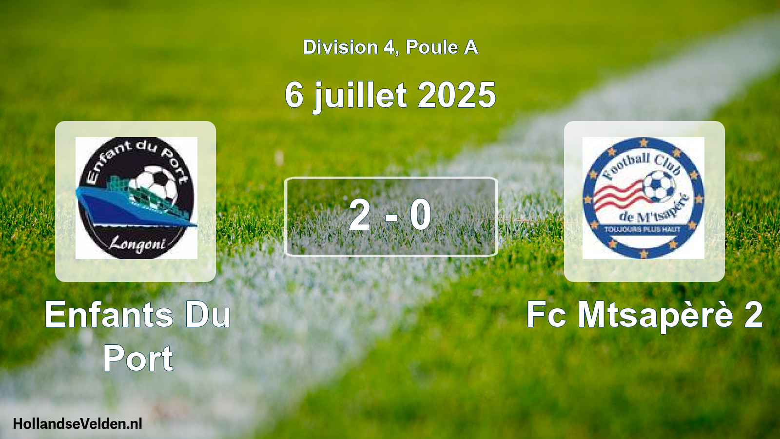 Total number of matches played: Enfants Du Port - Fc Mtsapèrè 2 2 - 0 (6 July 2025)