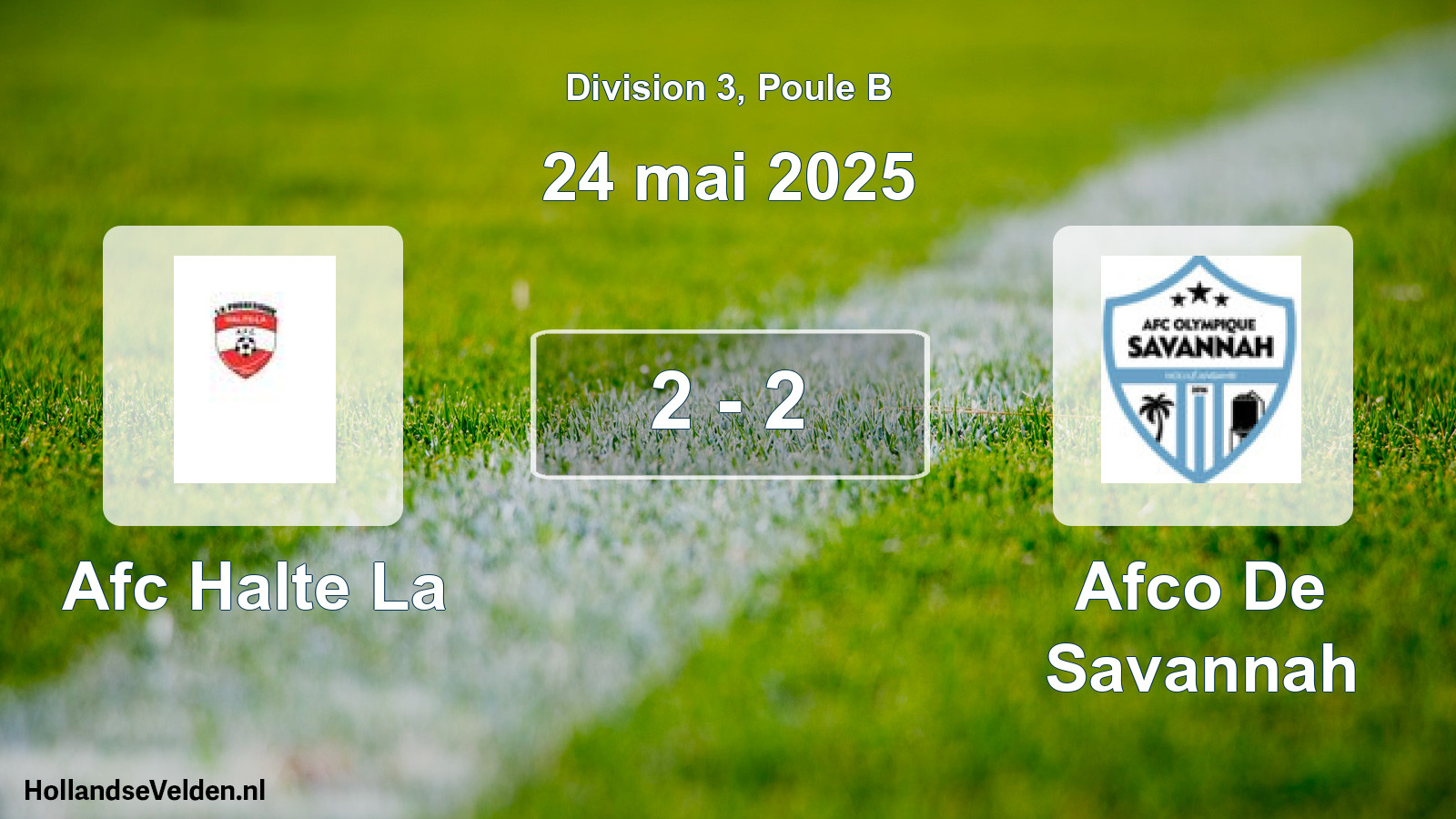 Match joué: Afc Halte La - Afco De Savannah 2 - 2 (24 mai 2025)