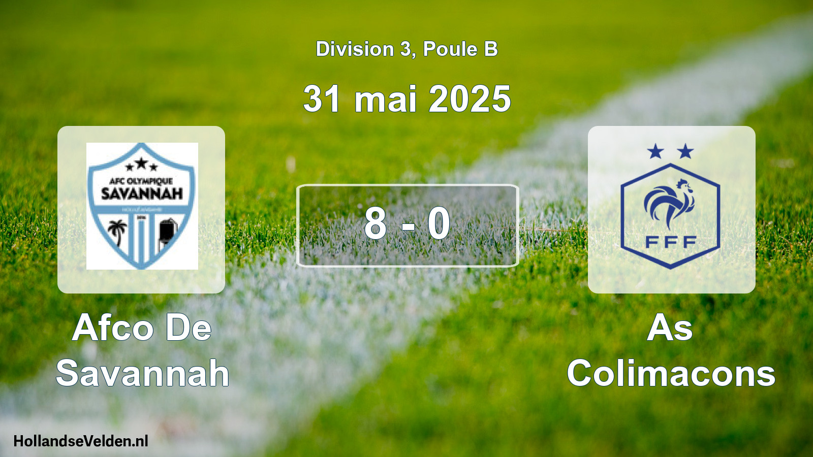 Match joué: Afco De Savannah - As Colimacons 8 - 0 (31 mai 2025)