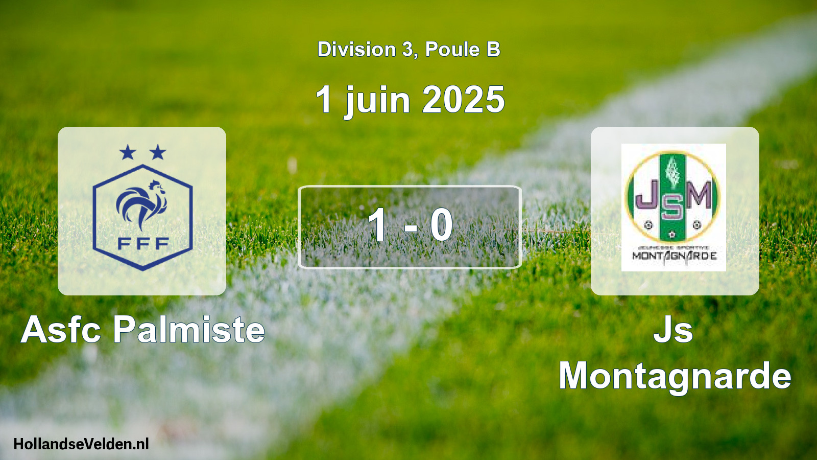 Match joué: Asfc Palmiste - Js Montagnarde 1 - 0 (1 juin 2025)