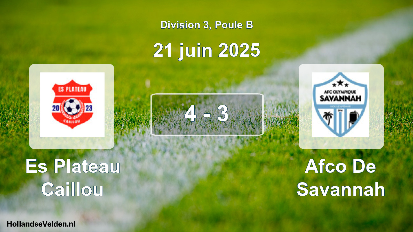 Match joué: Es Plateau Caillou - Afco De Savannah 4 - 3 (21 juin 2025)