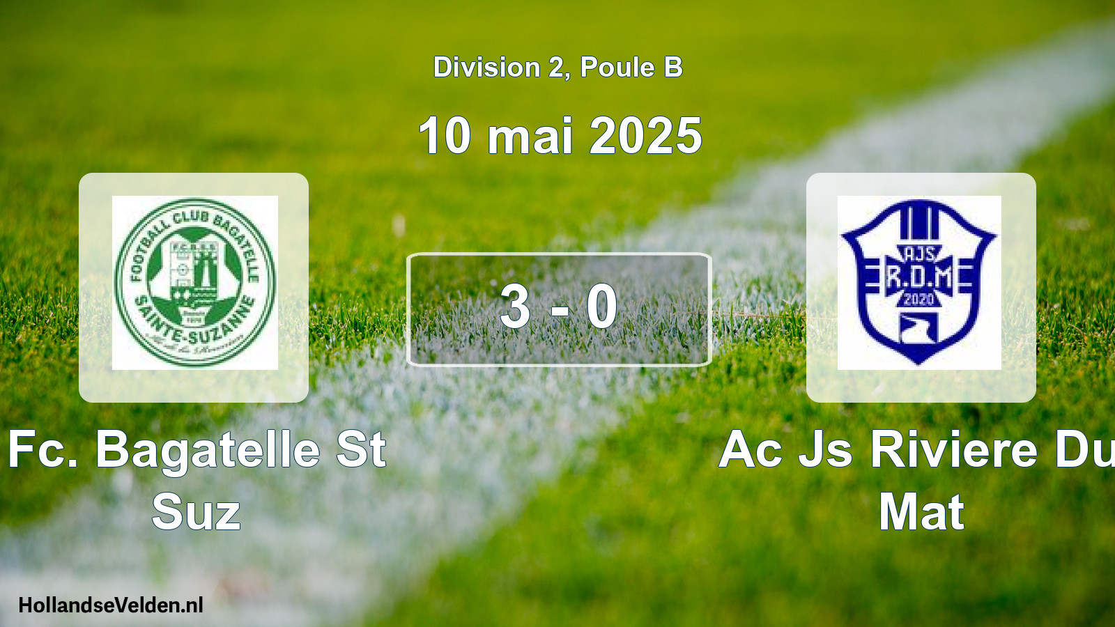Gespeelde wedstrijd: Fc. Bagatelle St Suz - Ac Js Riviere Du Mat 3 - 0 (10 mei 2025)