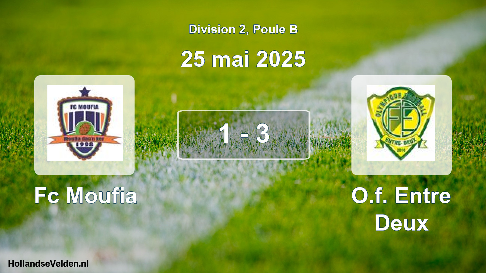 Match joué: Fc Moufia - O.f. Entre Deux 1 - 3 (25 mai 2025)