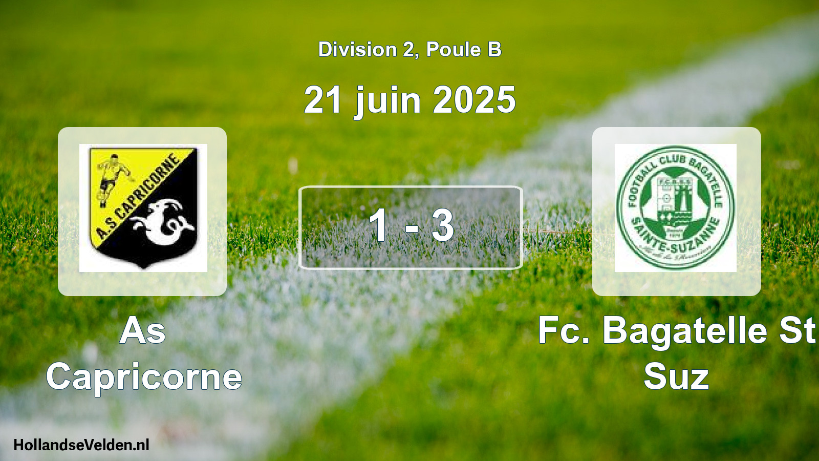 Match joué: As Capricorne - Fc. Bagatelle St Suz 1 - 3 (21 juin 2025)
