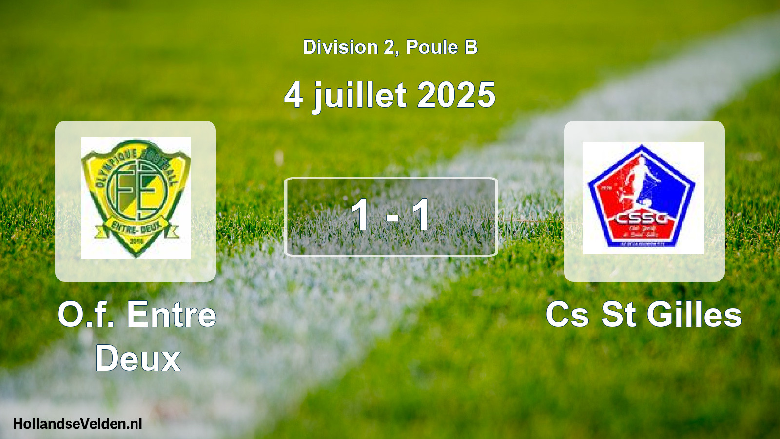 Match joué: O.f. Entre Deux - Cs St Gilles 1 - 1 (4 juillet 2025)