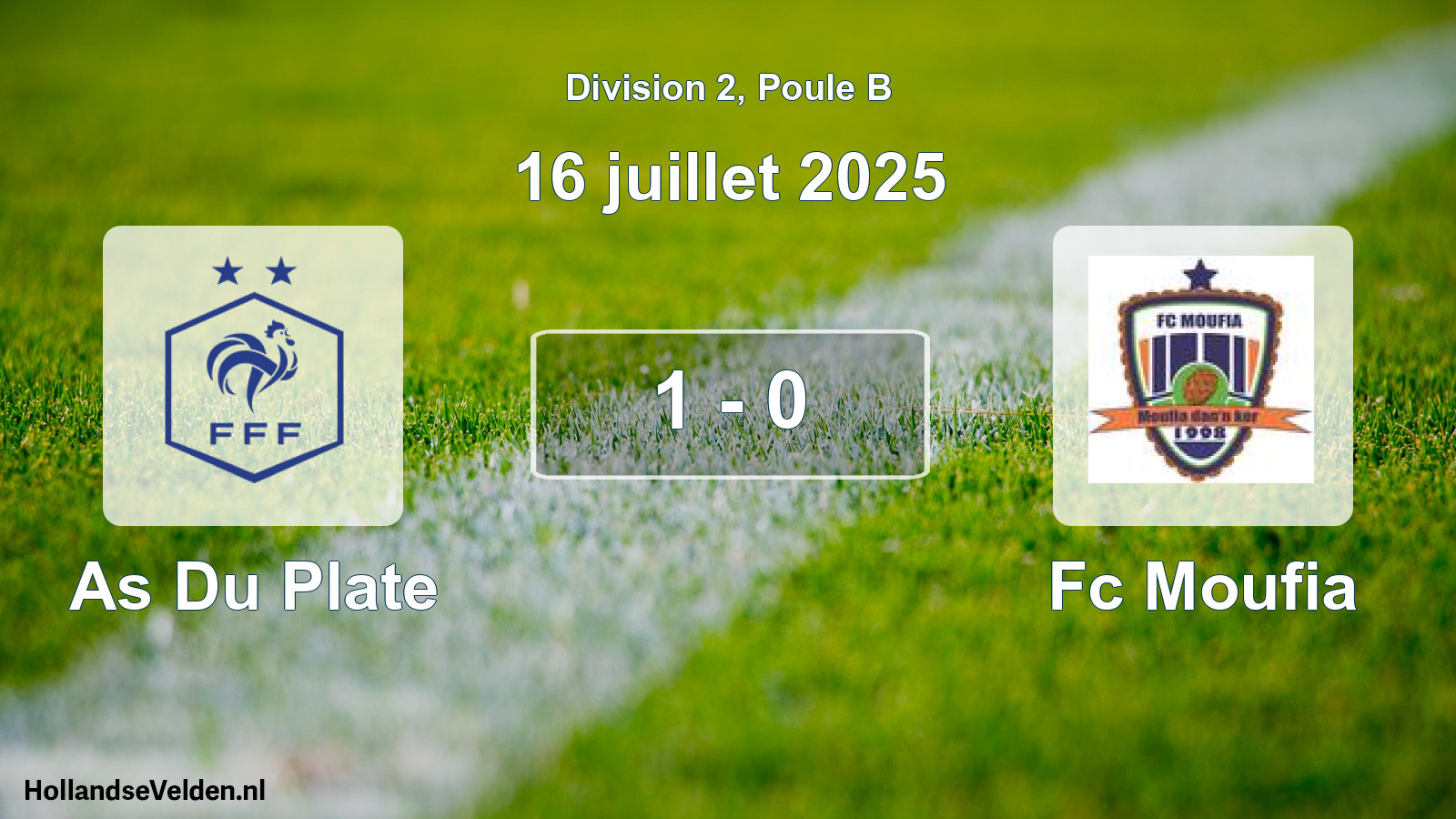Match joué: As Du Plate - Fc Moufia 1 - 0 (16 juillet 2025)