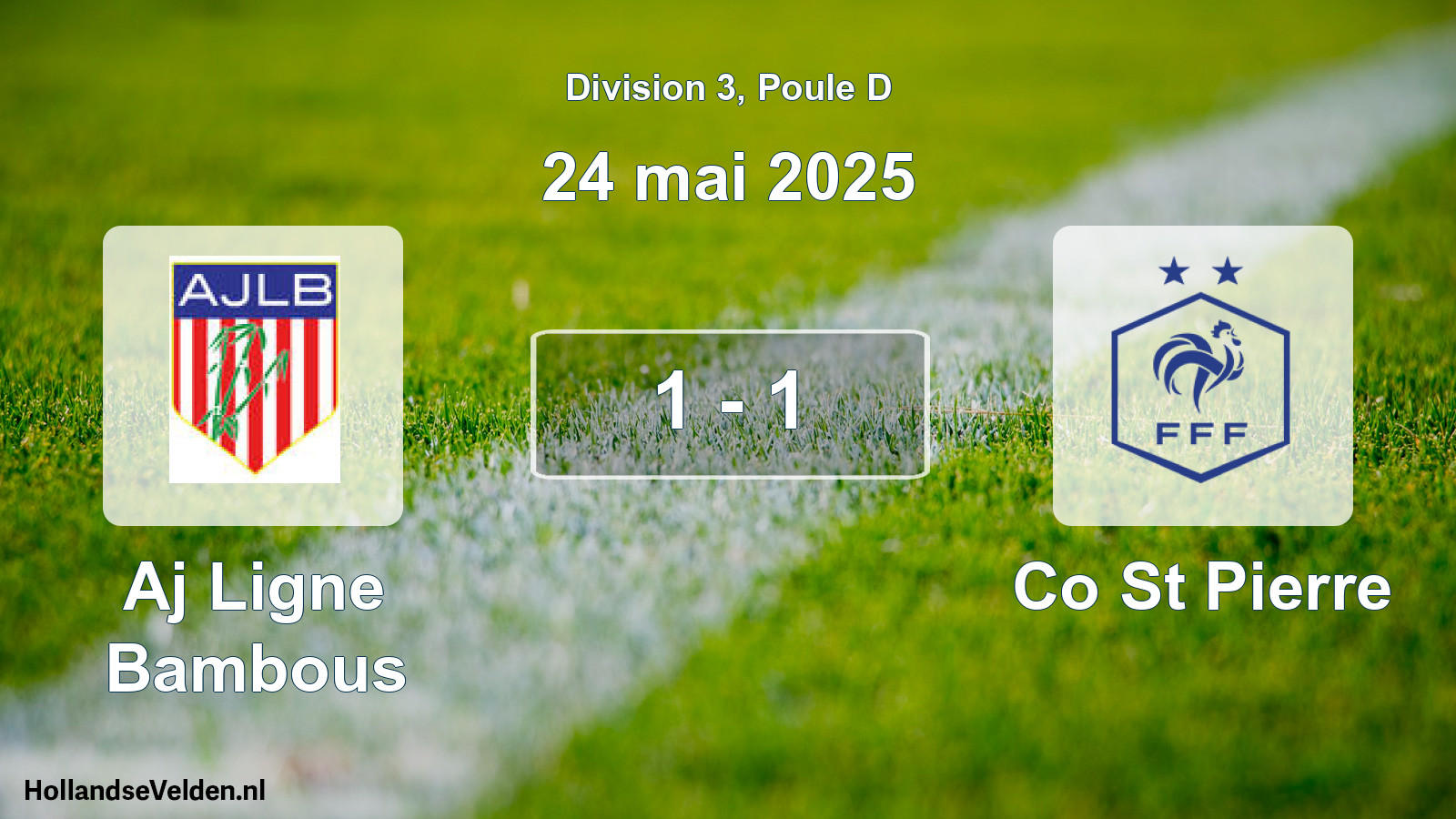 Match joué: Aj Ligne Bambous - Co St Pierre 1 - 1 (24 mai 2025)