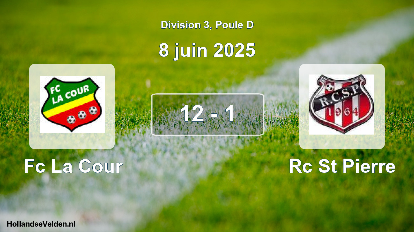 Total number of matches played: Fc La Cour - Rc St Pierre 12 - 1 (8 June 2025)