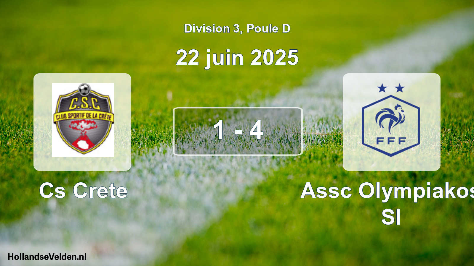 Match joué: Cs Crete - Assc Olympiakos Sl 1 - 4 (22 juin 2025)