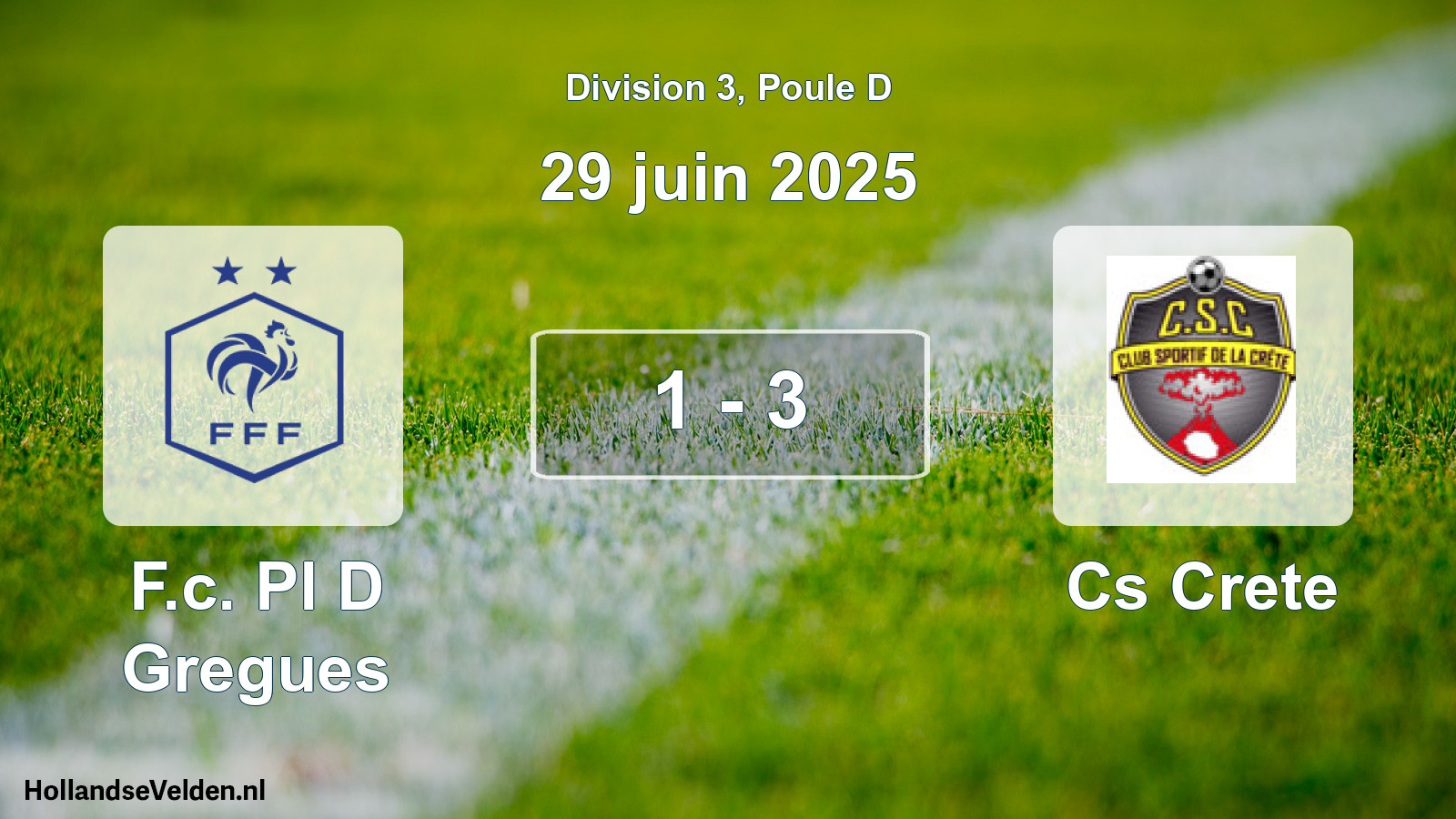 Match joué: F.c. Pl D Gregues - Cs Crete 1 - 3 (29 juin 2025)