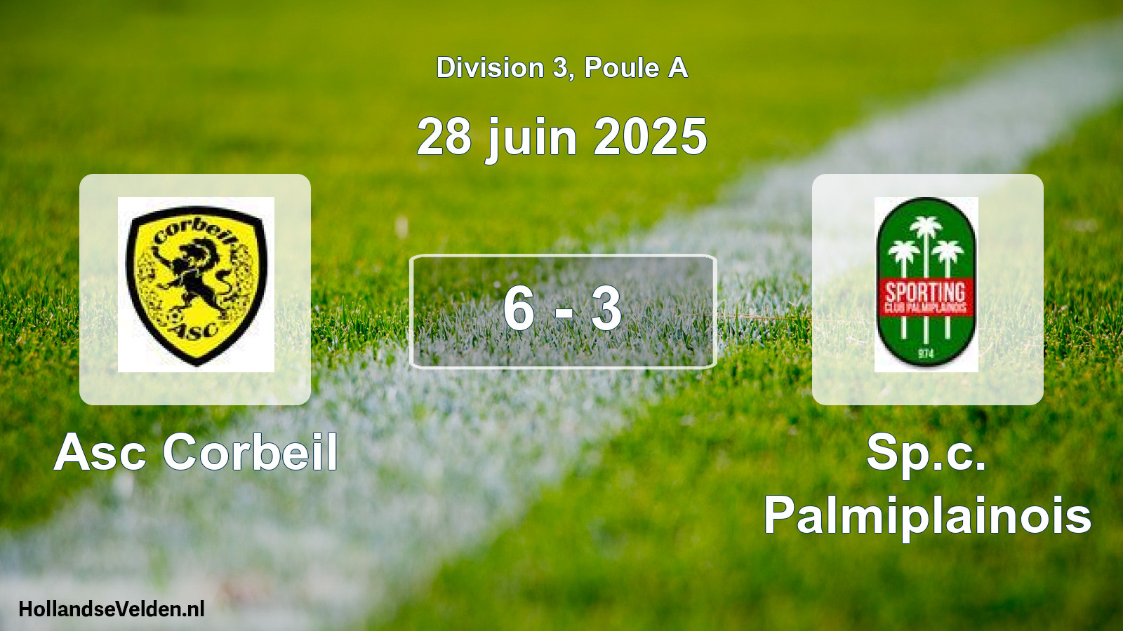 Match joué: Asc Corbeil - Sp.c. Palmiplainois 6 - 3 (28 juin 2025)