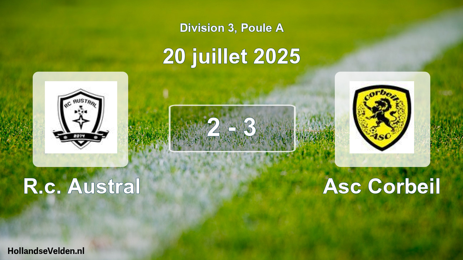 Gespeelde wedstrijd: R.c. Austral - Asc Corbeil 2 - 3 (20 juli 2025)