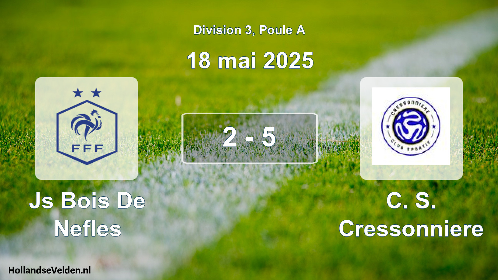 Match joué: Js Bois De Nefles - C. S. Cressonniere 2 - 5 (18 mai 2025)