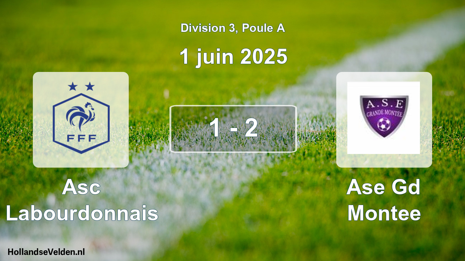 Match joué: Asc Labourdonnais - Ase Gd Montee 1 - 2 (1 juin 2025)