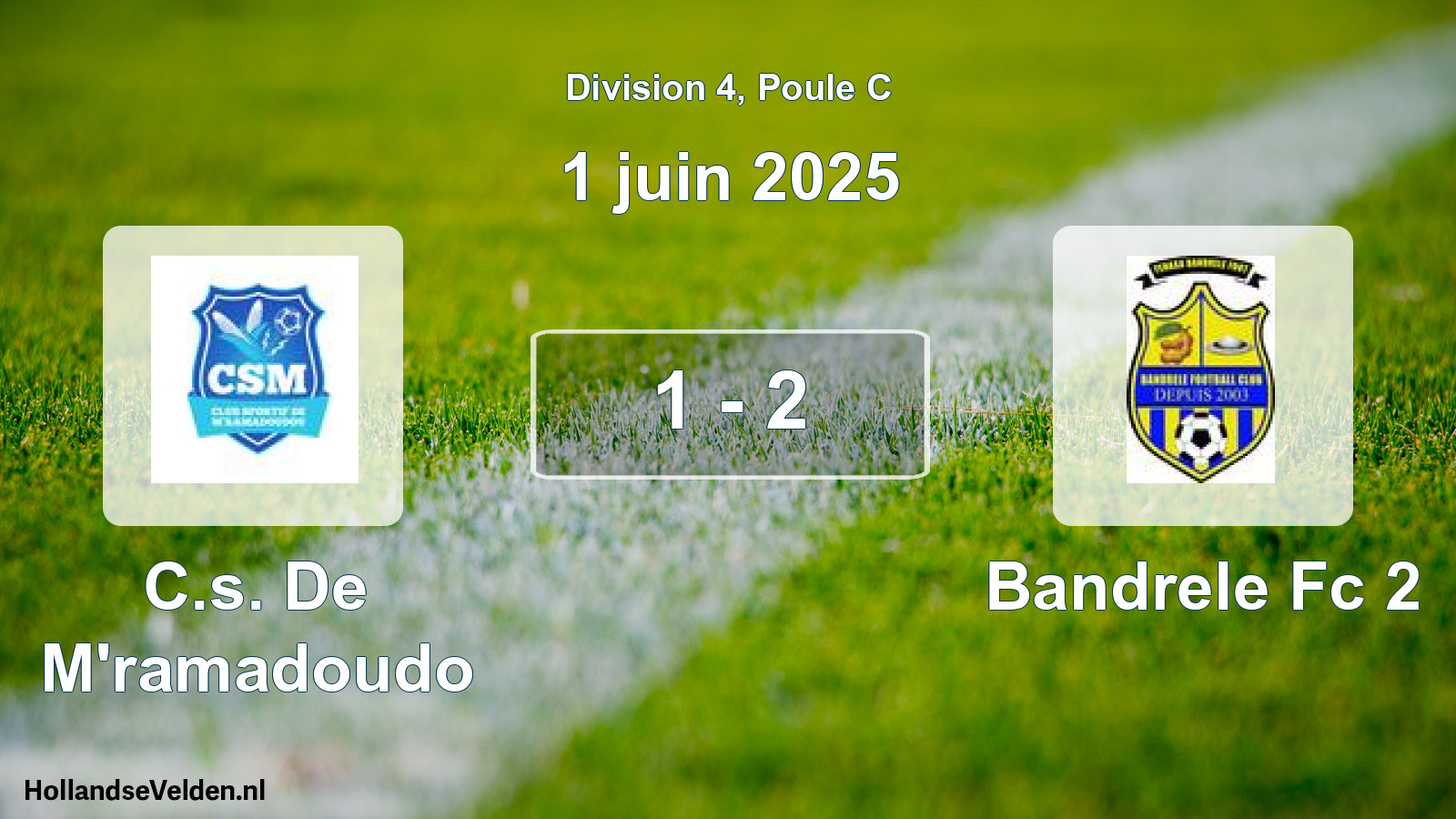 Match joué: C.s. De M'ramadoudo - Bandrele Fc 2 1 - 2 (1 juin 2025)