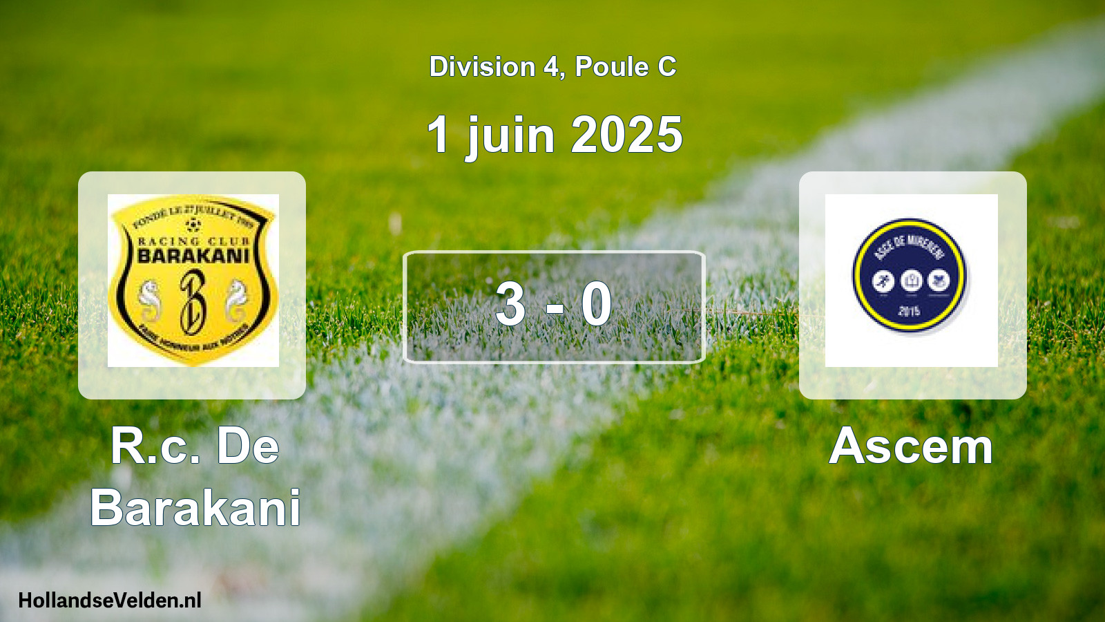 Match joué: R.c. De Barakani - Ascem 3 - 0 (1 juin 2025)