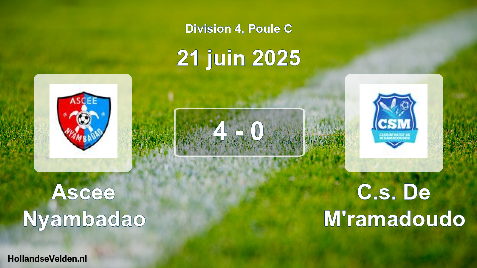 Match joué: Ascee Nyambadao - C.s. De M'ramadoudo 4 - 0 (21 juin 2025)