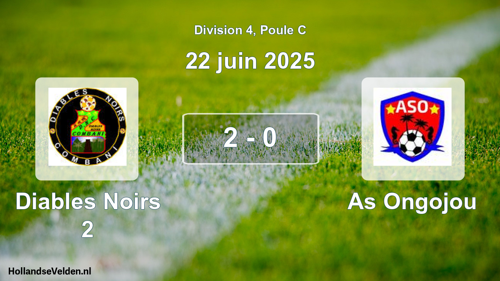 Match joué: Diables Noirs 2 - As Ongojou 2 - 0 (22 juin 2025)