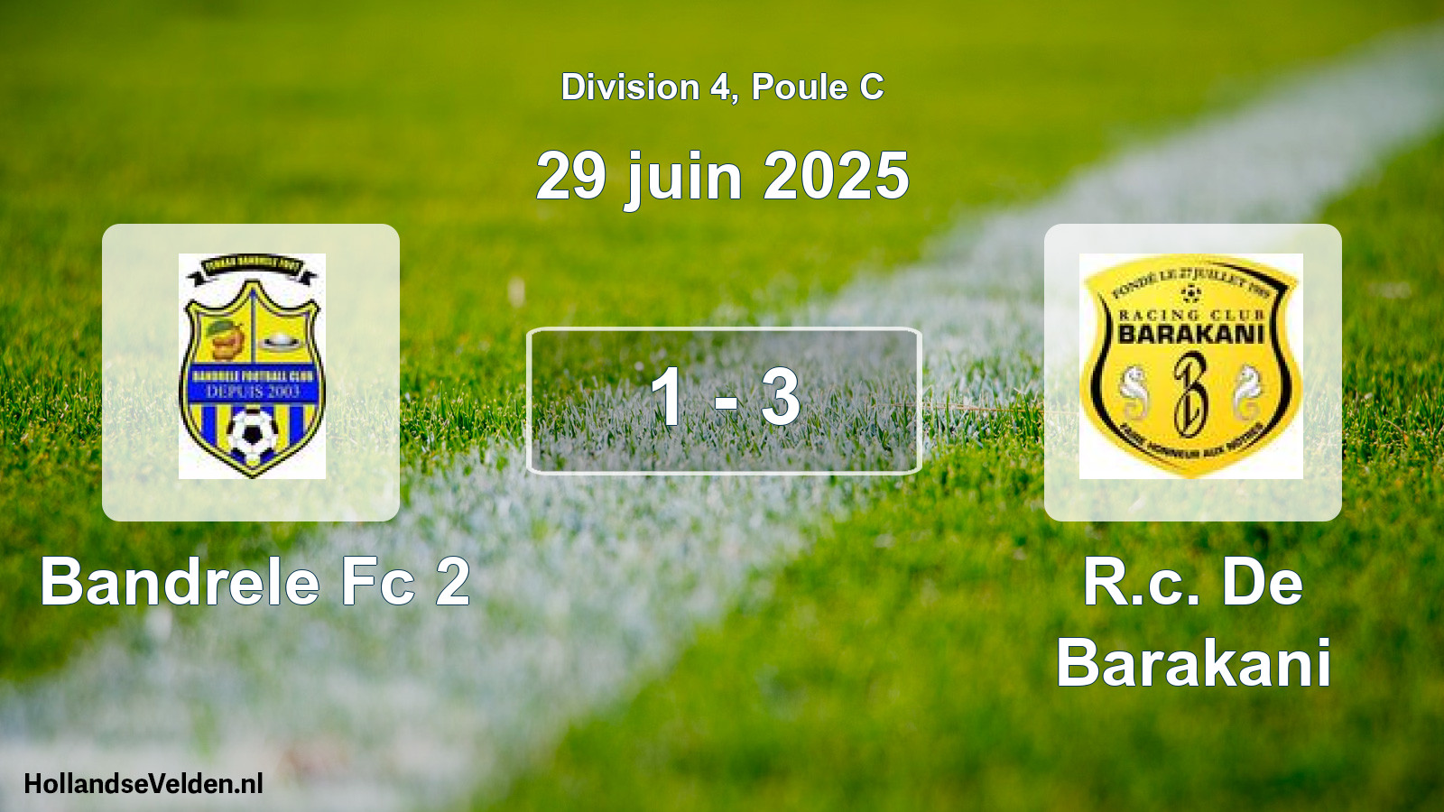Match joué: Bandrele Fc 2 - R.c. De Barakani 1 - 3 (29 juin 2025)