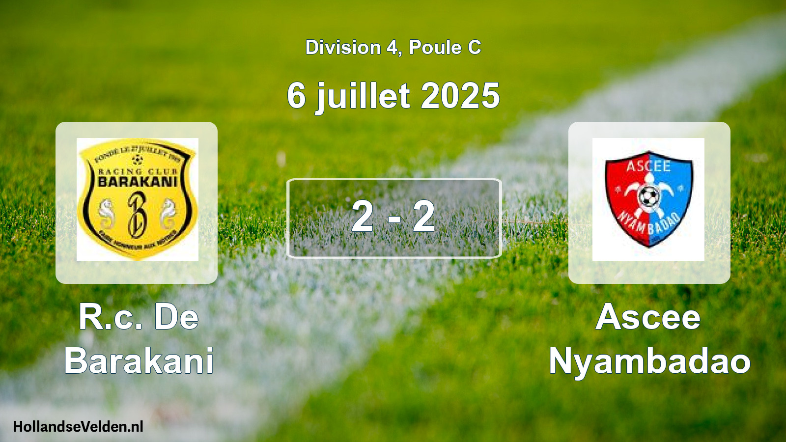 Match joué: R.c. De Barakani - Ascee Nyambadao 2 - 2 (6 juillet 2025)